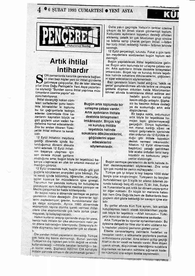 24 yıl önceki çığlık: Artık ihtilal intihardır! 3 Artık ihtilal intihardır